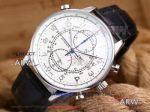 IWC Rattrapante Replica Portugieser Chronograph Watch - White Dial Black Leather Strap